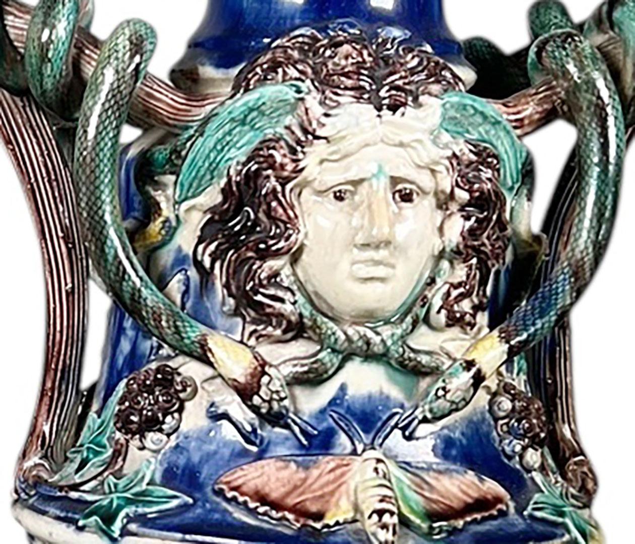 French 19th Century Majolica Palissy Vases For Sale