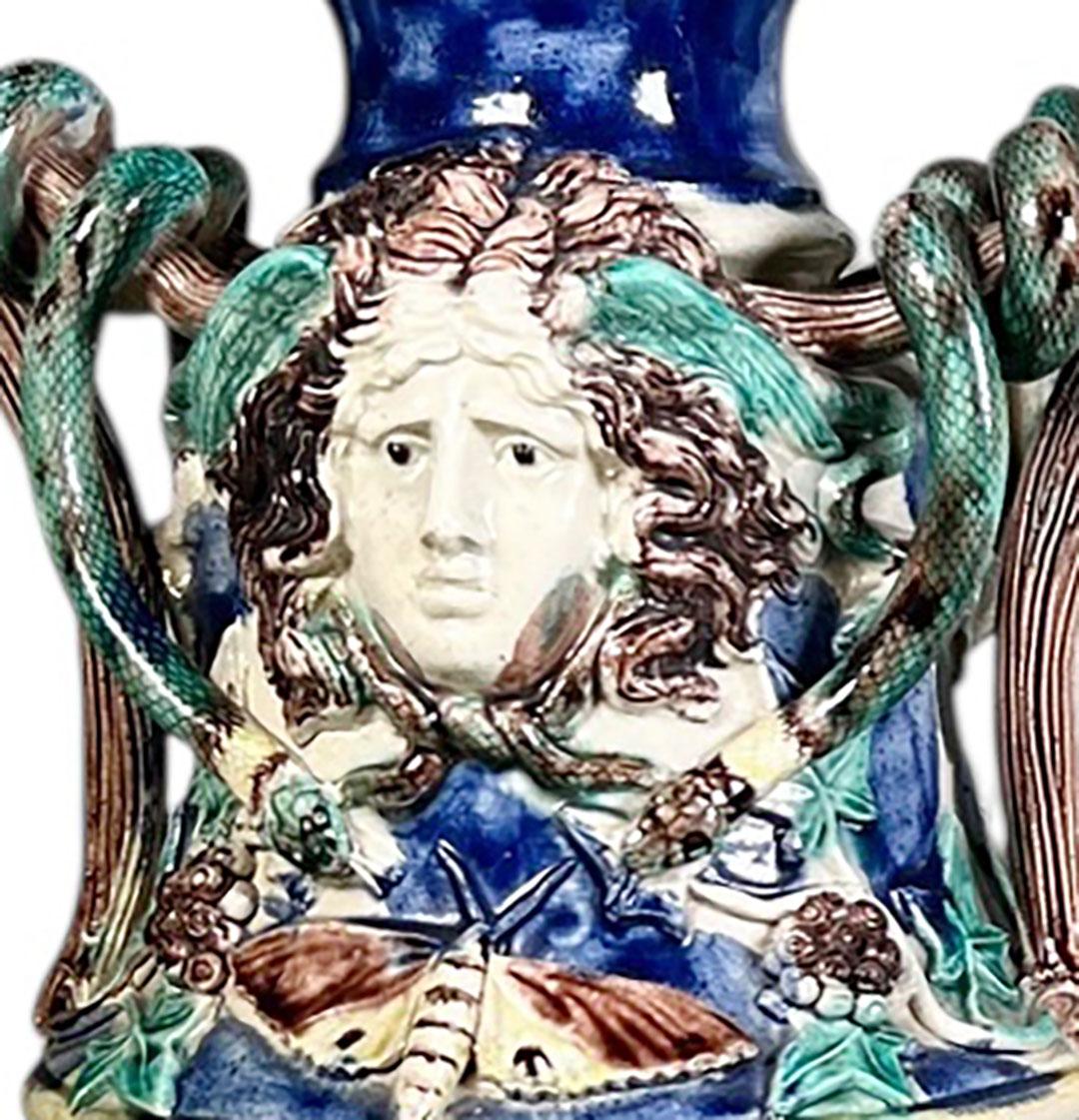 Late 19th Century 19th Century Majolica Palissy Vases For Sale