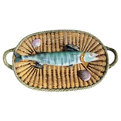 Majolika Palissy-Wandfischteller aus dem 19. Jahrhundert Choisy Le Roi