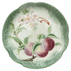 19th Century Majolica Peaches Plate Choisy Le Roi
