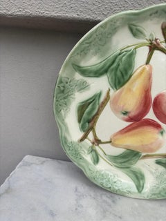 19th Century Majolica Pear Plate Choisy Le Roi