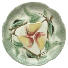 Vintage 19th Century Majolica Pear Plate Choisy Le Roi