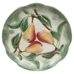 19th Century Majolica Pear Plate Choisy Le Roi