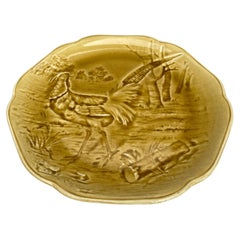 19th Century Majolica Pheasant Plate Choisy Le Roi