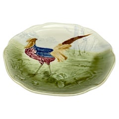 19th Century Majolica Pheasant Plate Choisy Le Roi
