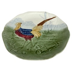 19th Century Majolica Pheasant Plate Choisy Le Roi
