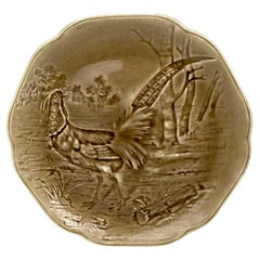 19th Century Majolica Pheasant Plate Choisy Le Roi