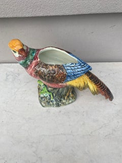 19th Century Majolica Pheasant Vase, Jerome Massier