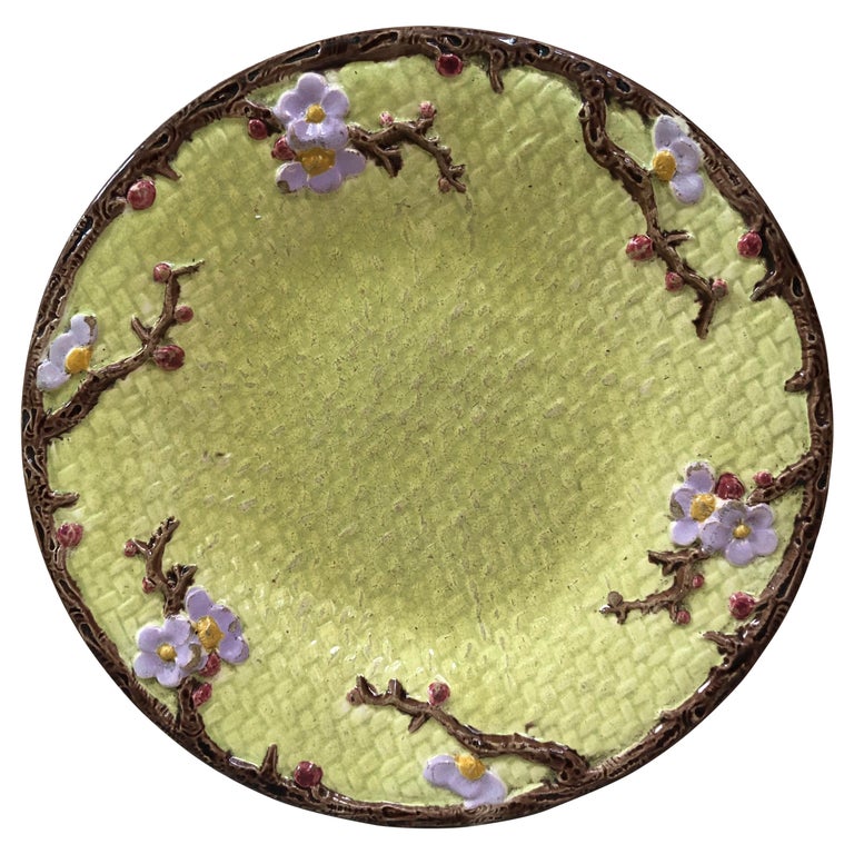 19th Century Majolica Plate with Flowers Joseph Holcroft