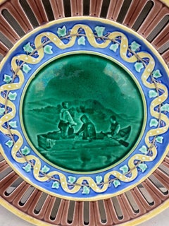 19th Century Majolica Reticulated Plate Wedgwood
