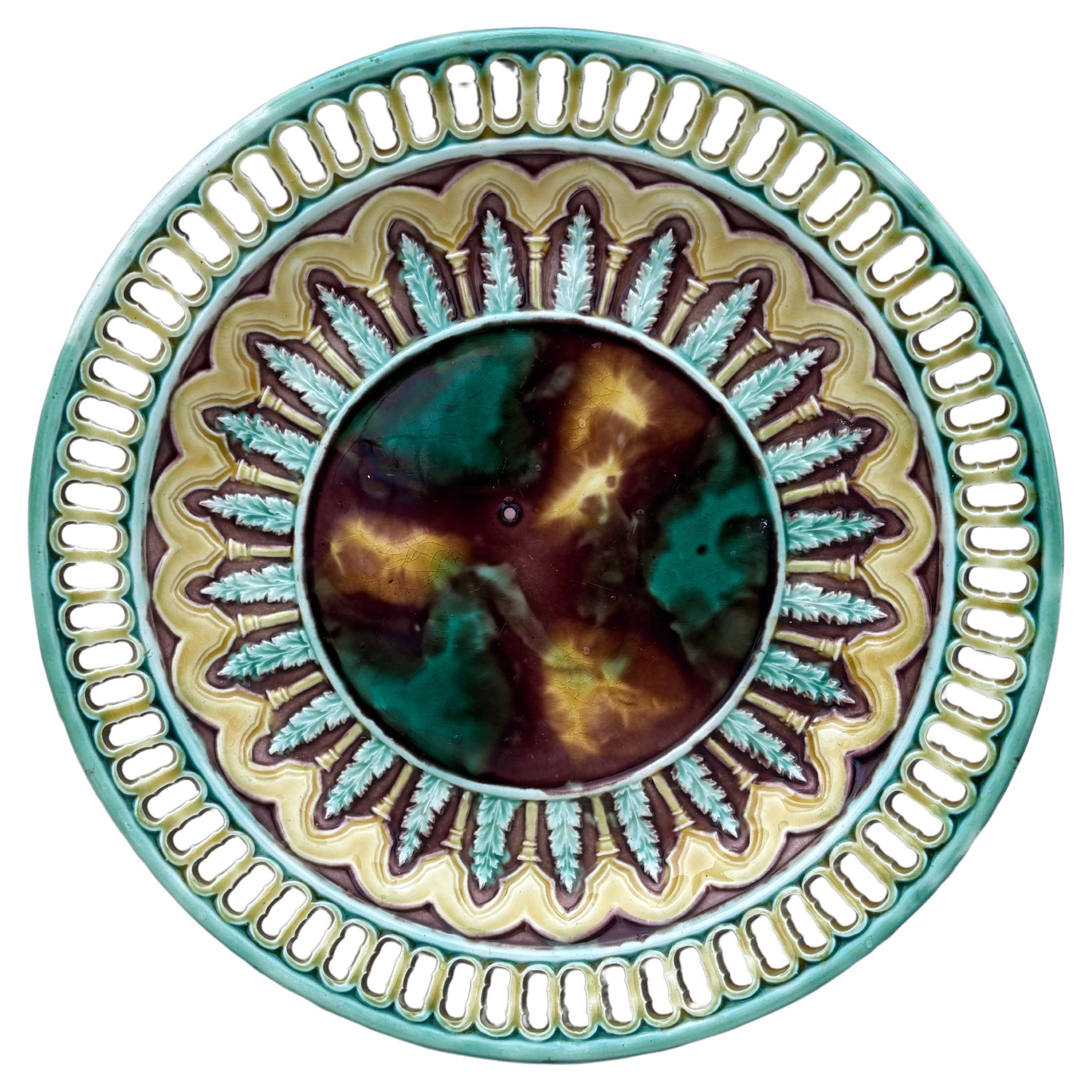 19th Century Majolica Reticulated Plate Wedgwood