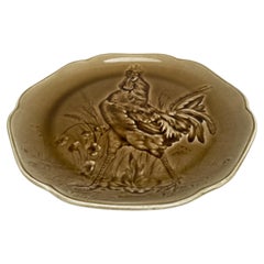 19th Century Majolica Rooster Plate Choisy Le Roi