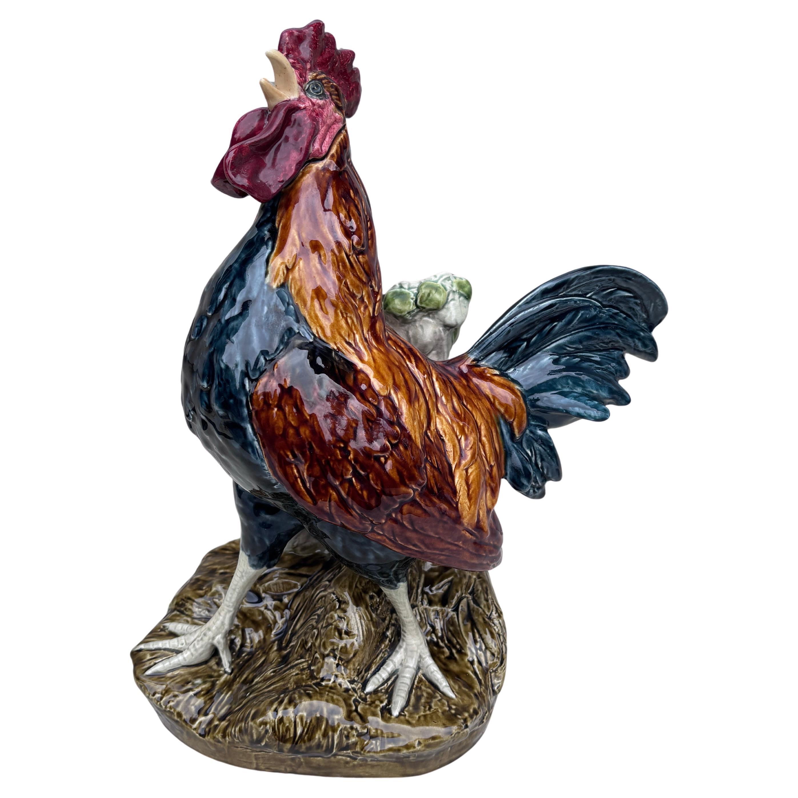 Vaso di gallo in maiolica del XIX secolo Choisy-le-Roi di Carrier Belleuse in vendita 1