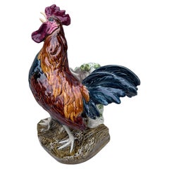 19th Century Majolica Rooster Vase Choisy Le Roi by Carrier Belleuse