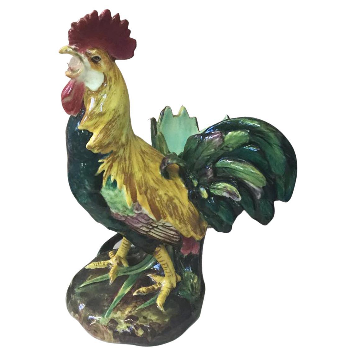 Vase coq Delphin Massier du 19ème siècle