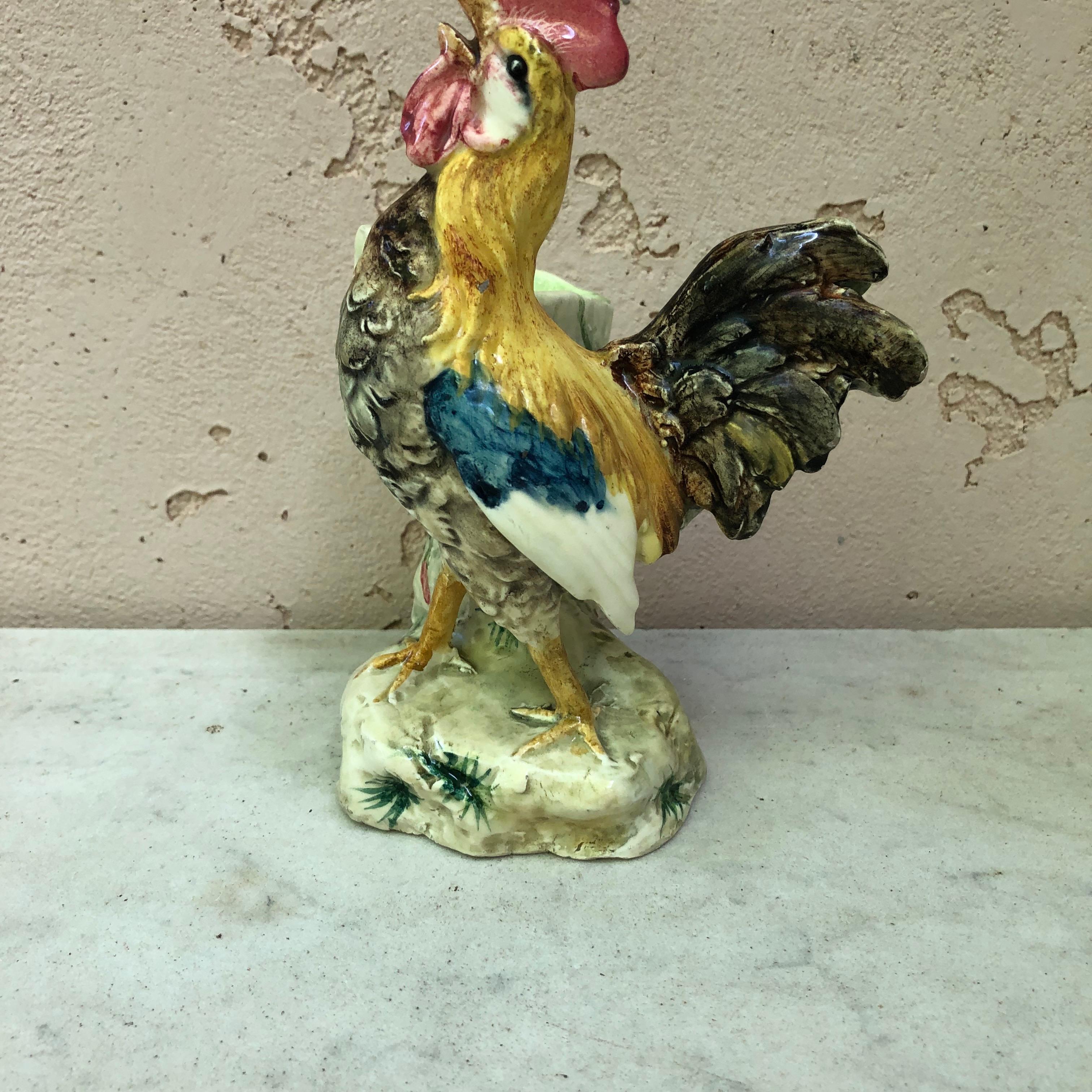 19th Century Majolica Rooster vase Massier.
Beautiful and unusual colors.