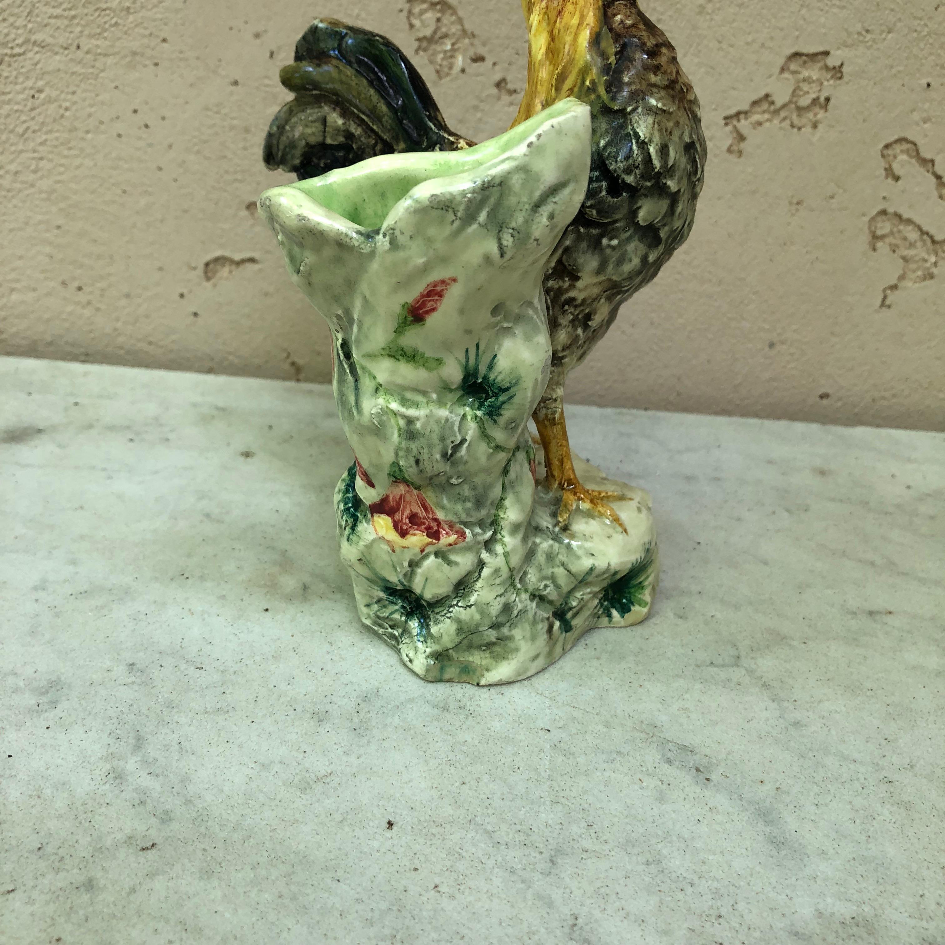 Late 19th Century 19th Century Majolica Rooster Vase Massier