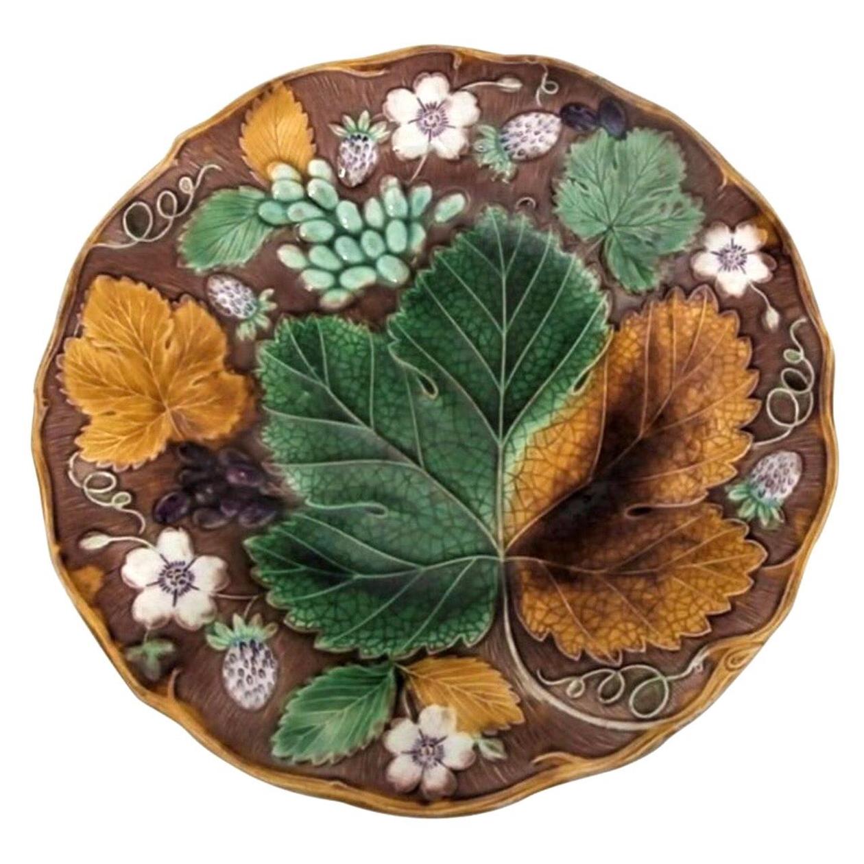 19th Century Majolica Strawberry Plate Wedgwood