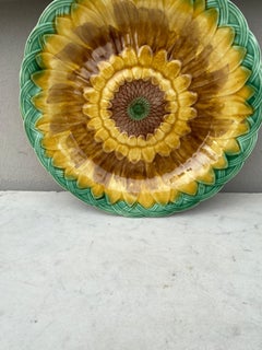 19th Century Majolica Sunflower Plate Wedgwood