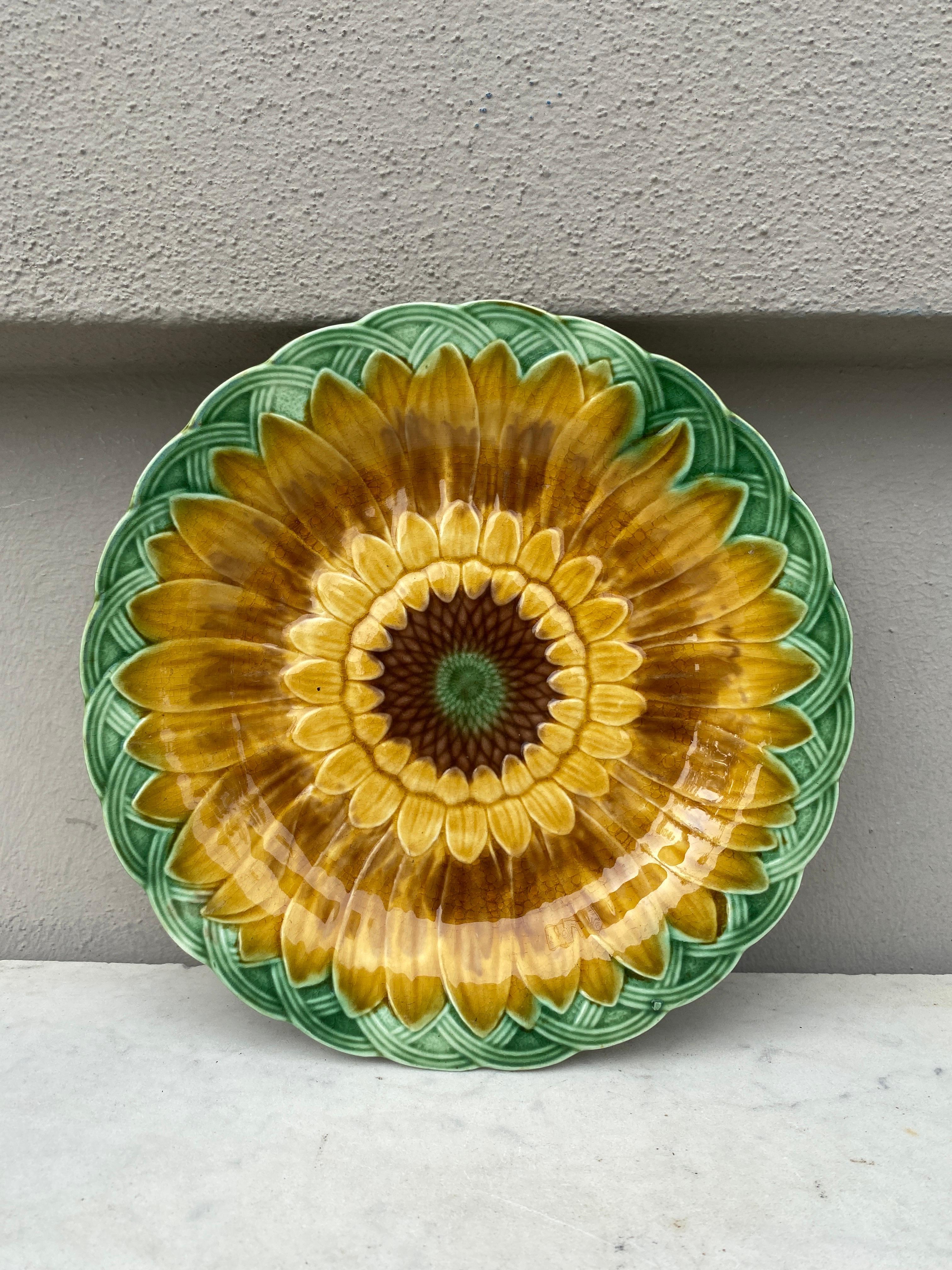 19th century Victorian Majolica sunflower plate signed Wedgwood.