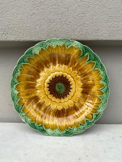 19th Century Majolica Sunflower Plate Wedgwood