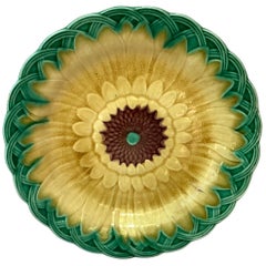 19th Century Majolica Sunflower Plate Wedgwood