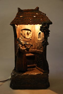 19th Century Majolica Table Lamp by Johann Maresch, Rarity, Austria, circa 1890