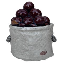 19. Jahrhundert Majolika Trompe L'Oeil Kastanien-Terrine Sarreguemines