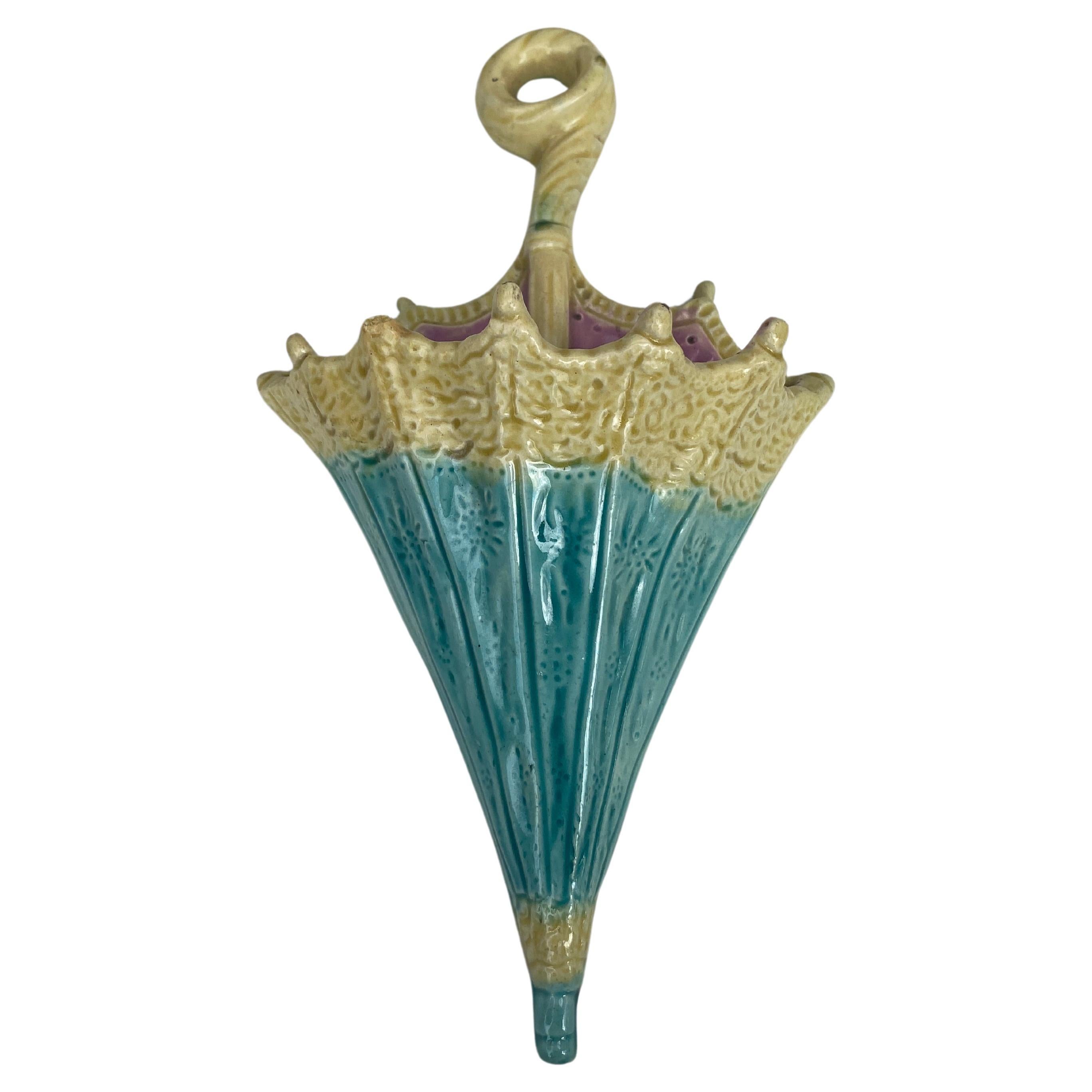 19th Century Majolica Umbrella Wall Pocket