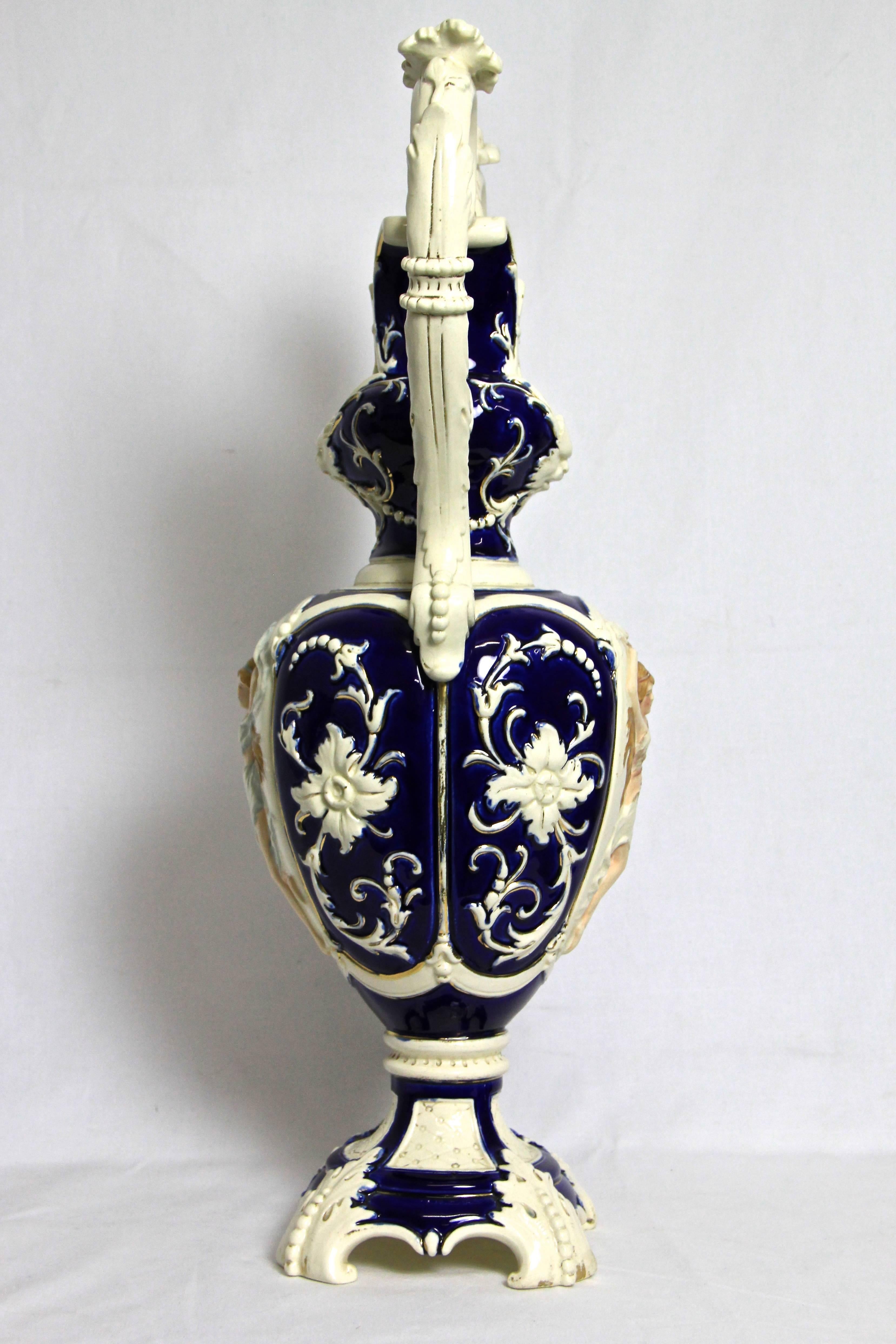 Hand-Painted 19th Century Majolica Vase by Eichwald, Bohemia, circa 1895