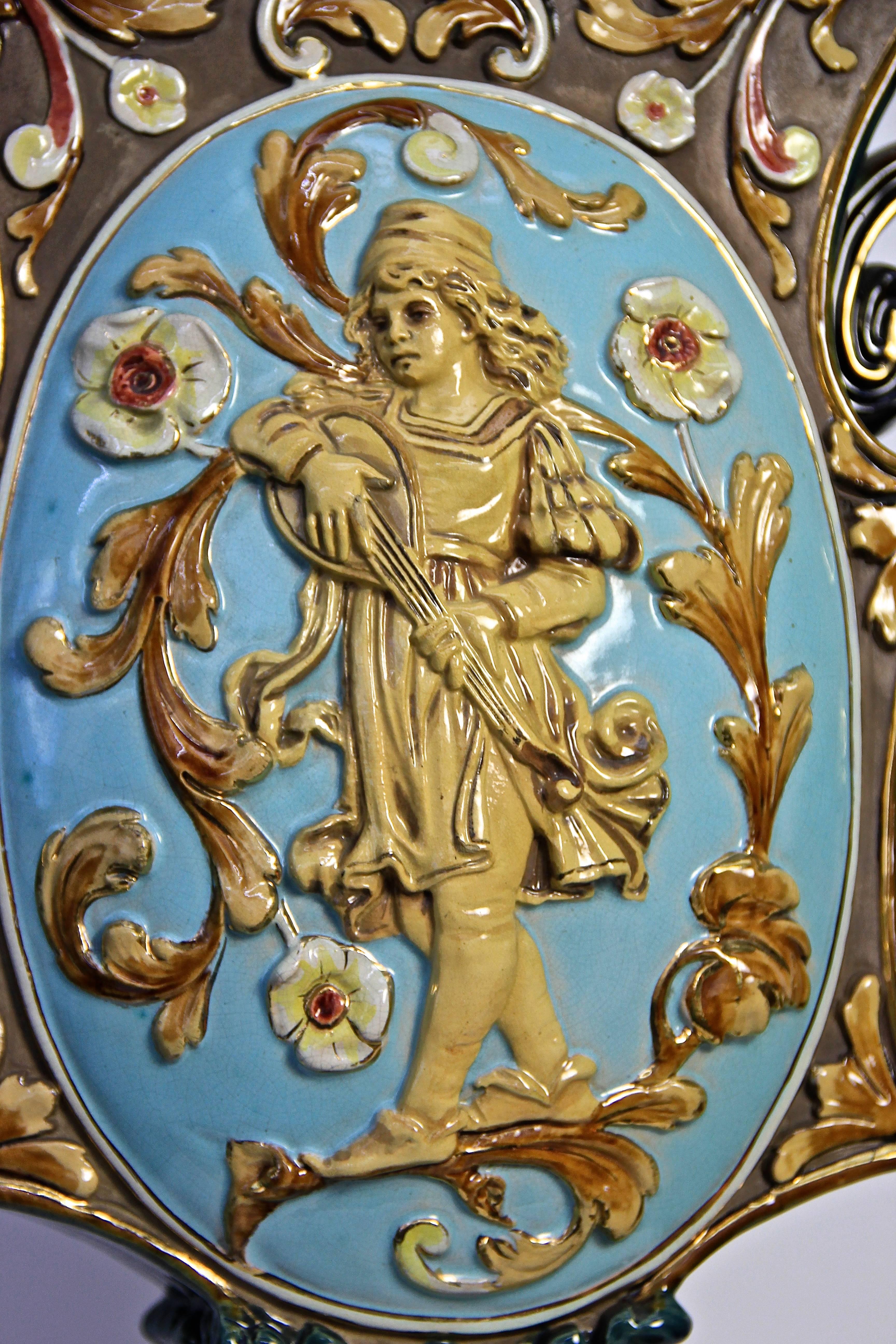 Czech 19th Century Majolica Vase by Wilhelm Schiller, Bohemia circa 1880