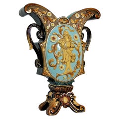 19th Century Majolica Vase by Wilhelm Schiller, Bohemia circa 1880