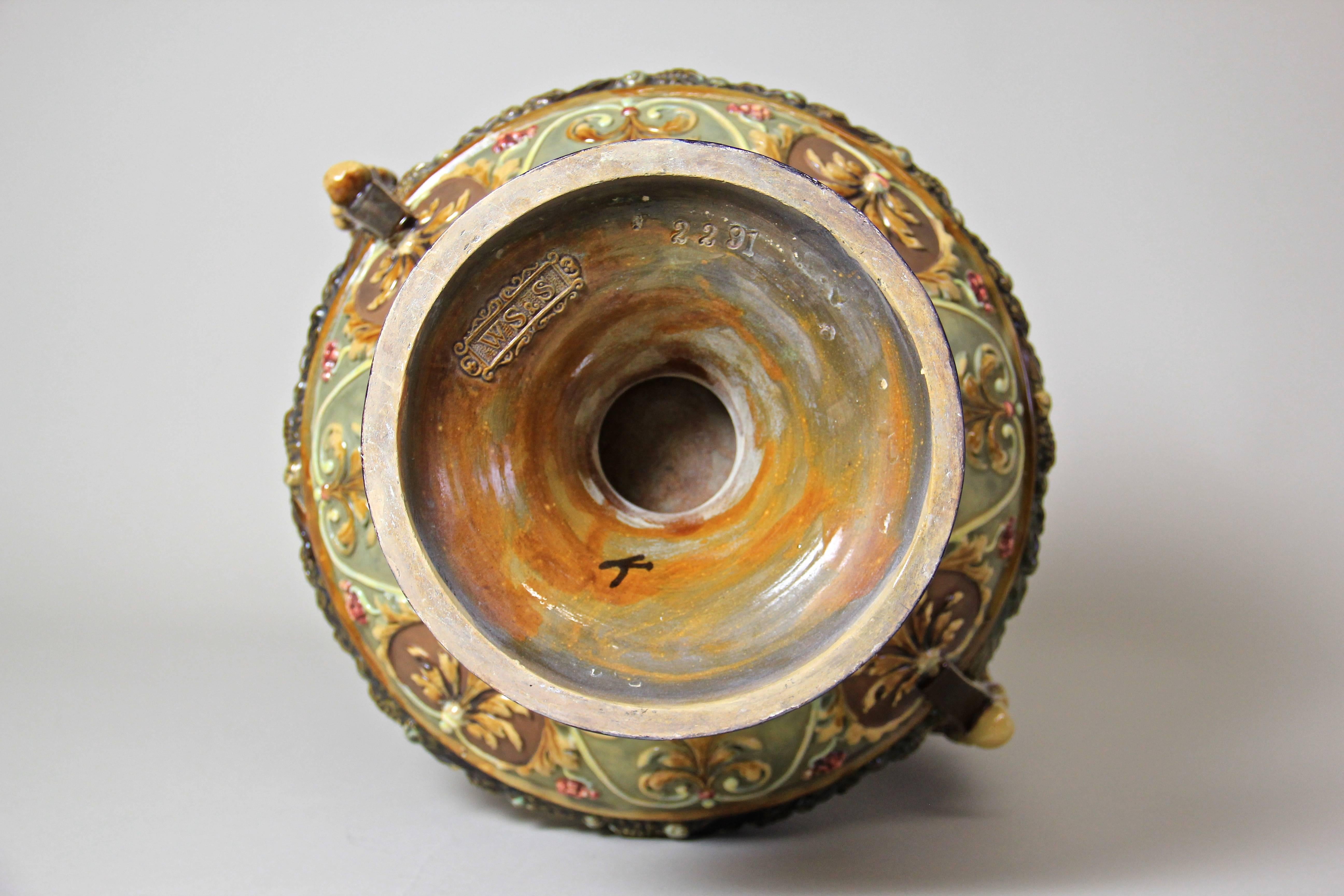 19th Century Majolica Vase by Wilhelm Schiller & Son Marked, Bohemia, circa 1880 For Sale 5