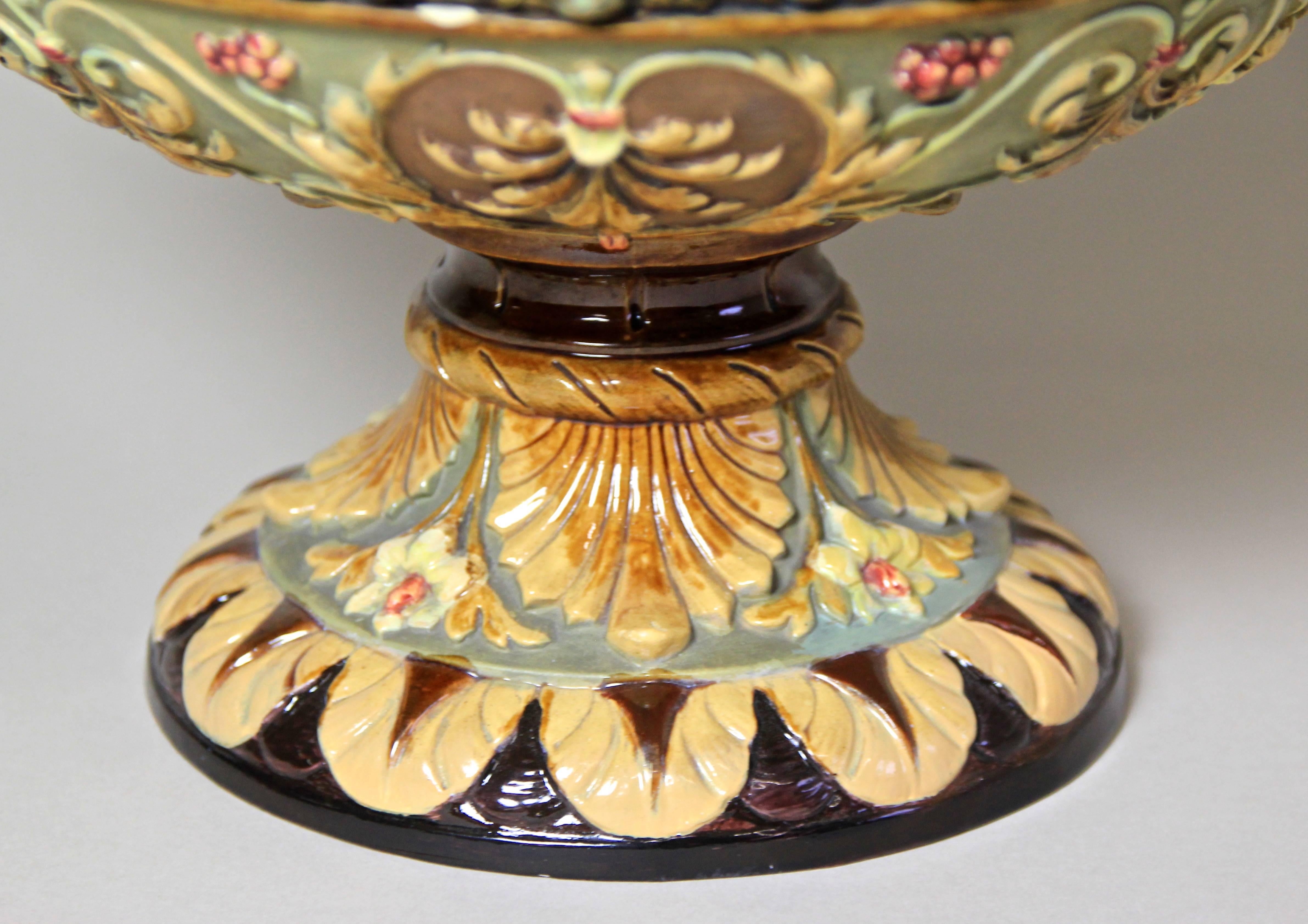 Czech 19th Century Majolica Vase by Wilhelm Schiller & Son Marked, Bohemia, circa 1880 For Sale