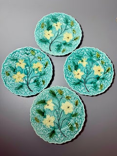 19th Century Majolica Villeroy & Boch Turquoise Four Platters