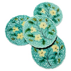 19th Century Majolica Villeroy & Boch Turquoise Four Platters