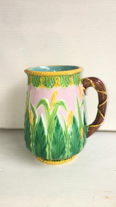 19th Century Majolica Wheat Pitcher George Jones