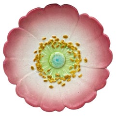 19th Century Majolica Wild Rose Plate Massier