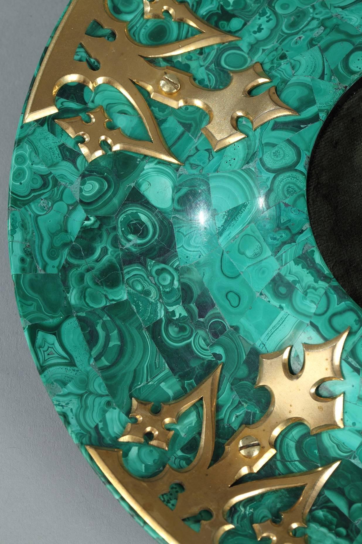 Cristal Encrier du 19ème siècle en malachite et bronze doré en vente