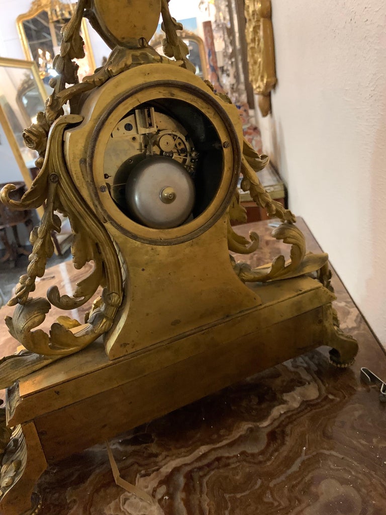 19th Century Malachite and Gilt Bronze Mantel Clock 2