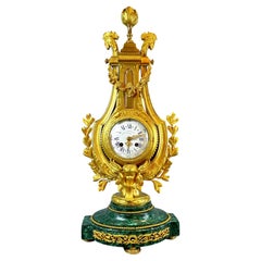 19th Century Malachite And Ormolu Clock By Charpentier Paris