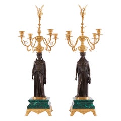 candélabres en malachite du 19ème siècle
