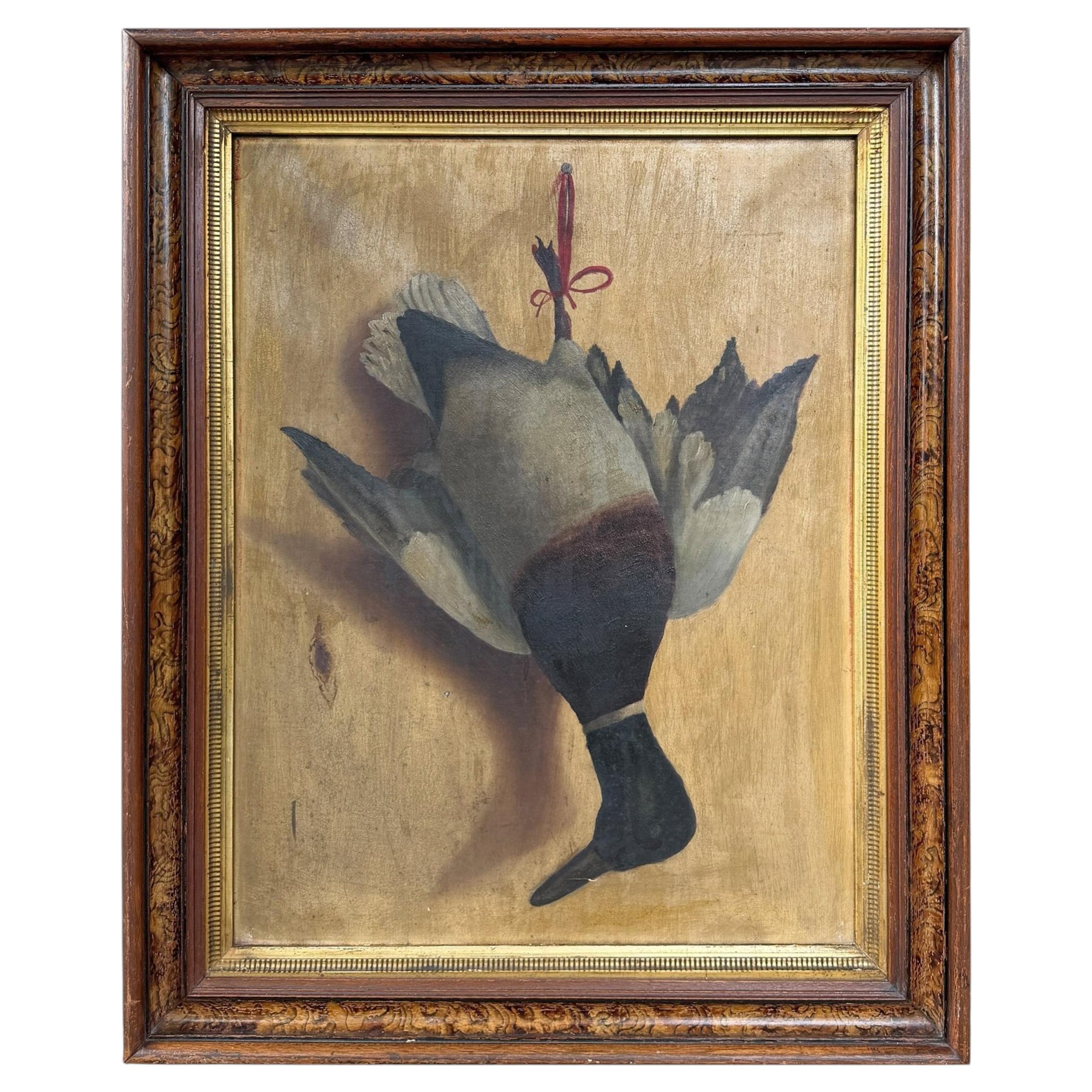19th Century Mallard Duck Trophy Painting
