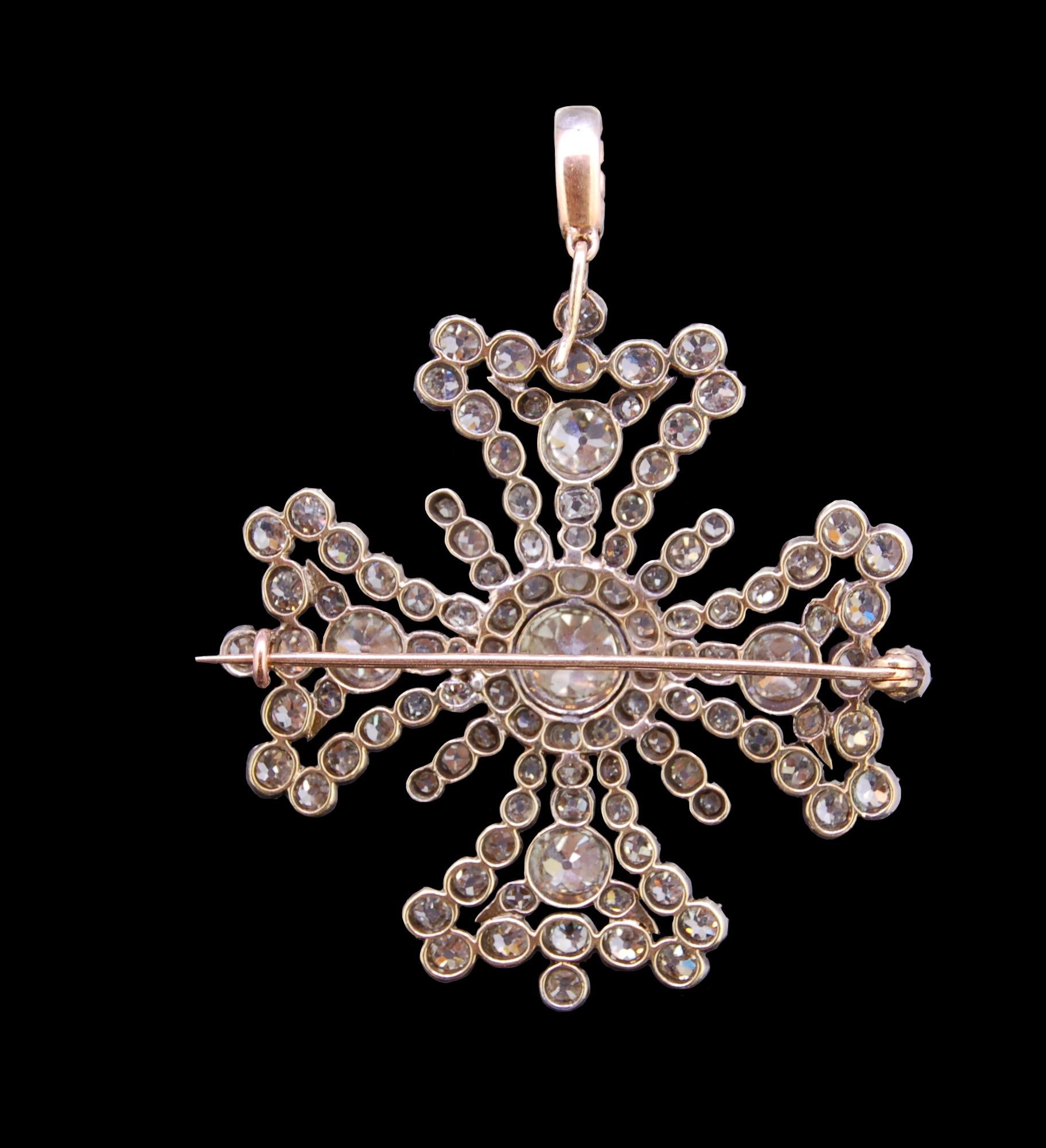 19th Century Maltese Diamond Pendant/Brooch In Good Condition For Sale In London, GB