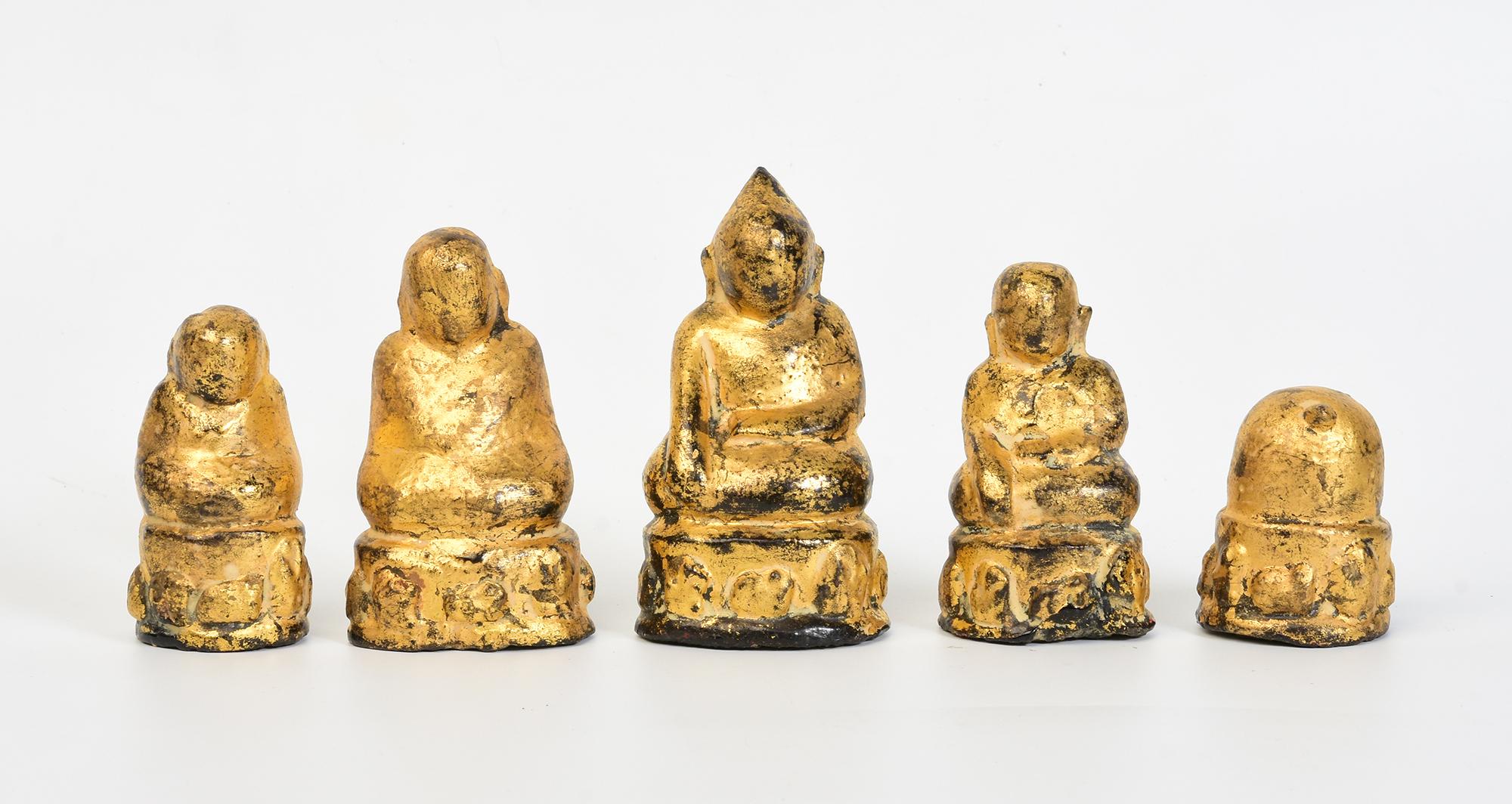 Hand-Carved 19th Century, Mandalay, A Set of Antique Burmese Medicine Buddha Amulets For Sale