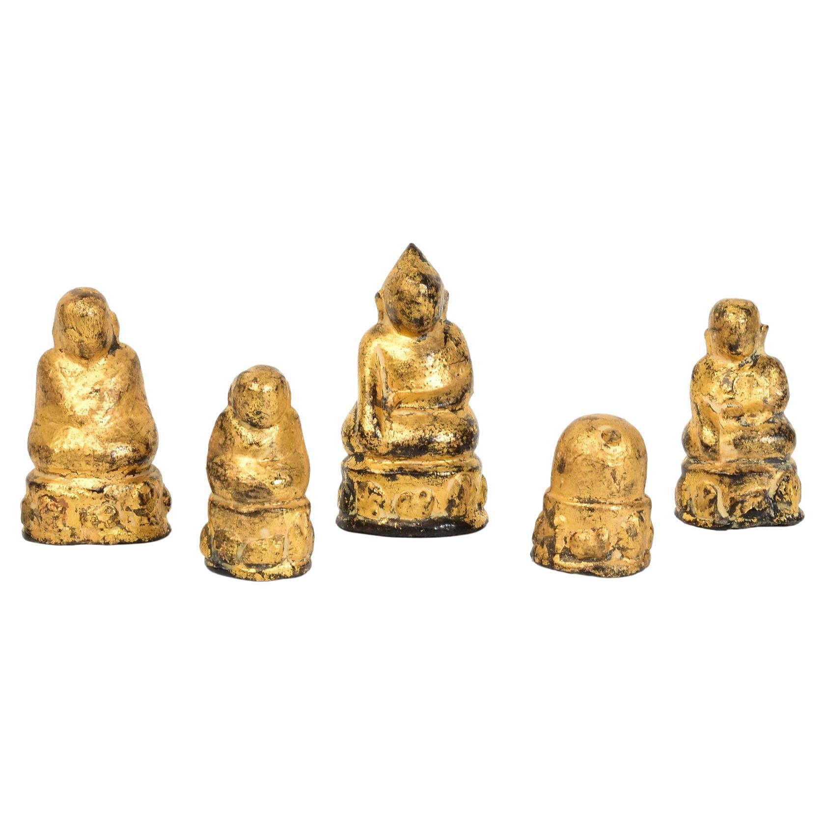 19th Century, Mandalay, A Set of Antique Burmese Medicine Buddha Amulets For Sale