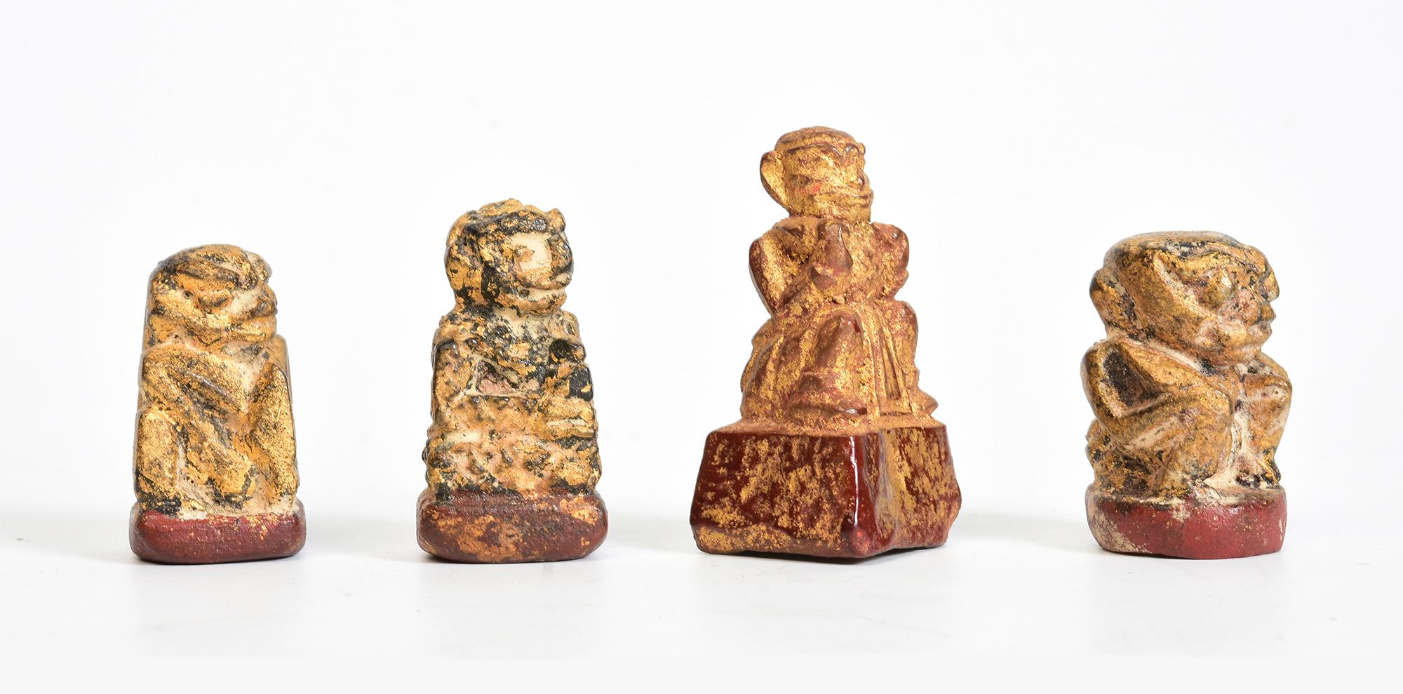 19th Century, Mandalay, A Set of Antique Burmese Medicine Figure Amulets For Sale 6