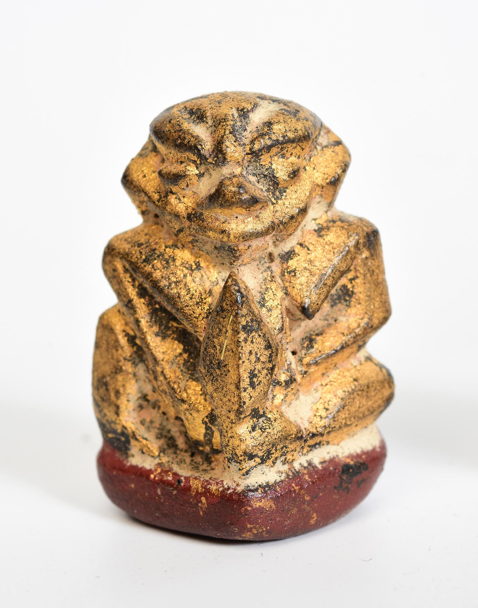Hand-Carved 19th Century, Mandalay, A Set of Antique Burmese Medicine Figure Amulets For Sale