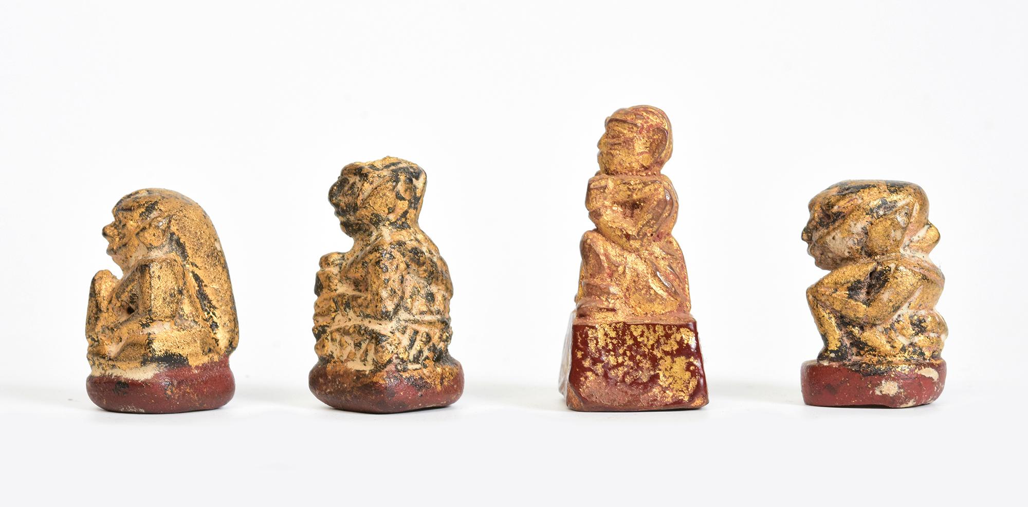 19th Century, Mandalay, A Set of Antique Burmese Medicine Figure Amulets For Sale 3