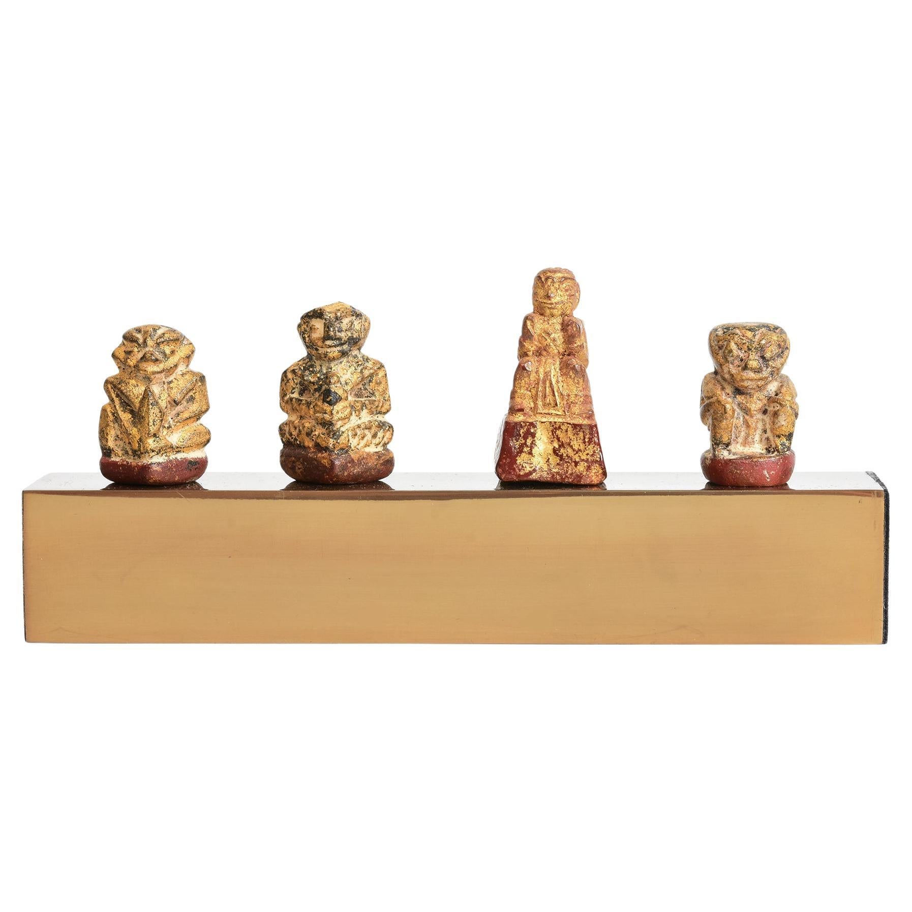 19th Century, Mandalay, A Set of Antique Burmese Medicine Figure Amulets For Sale